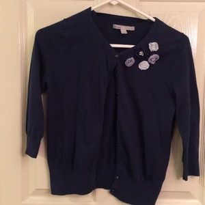 Blue cardigan with flower details
